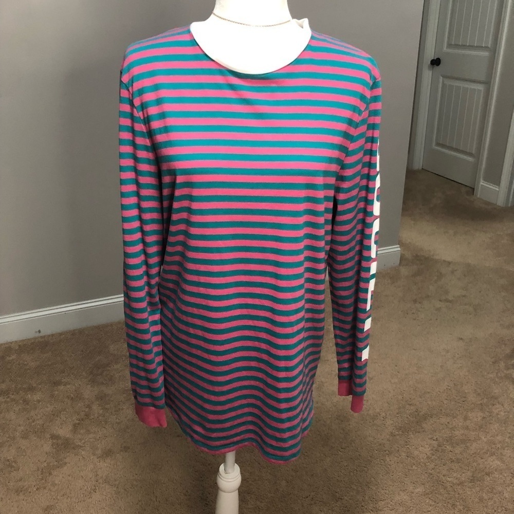ASOS Corrupt Society Long Sleeve Striped TShirt Pink Green Oversized